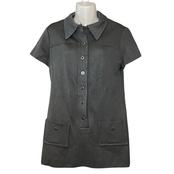 Vintage Gray Trapeze Women’s Size Small Short Sleeve Mini Dress Handmade USA - Picture 1 of 3